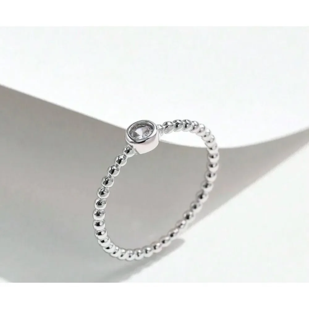 NWT SPARKLY SOLITAIRE BEZEL DIAMOND BEAD RING, GRA CERT, MOISSANITE RING‎
